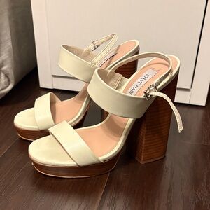 Steve Madden Cream and Brown Platform Heels